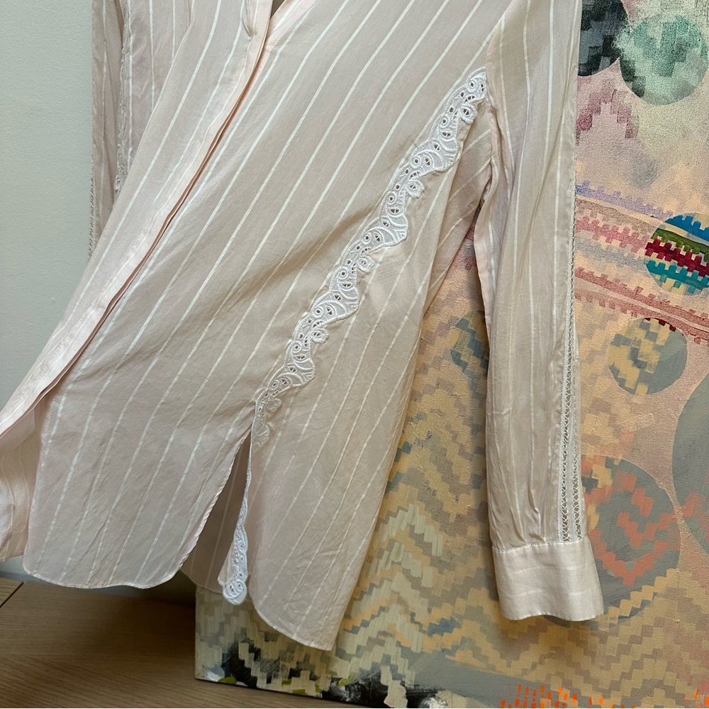 Jonathan Simkhai Pink and white pin-striped silk and lace Top - Picture 9 of 9